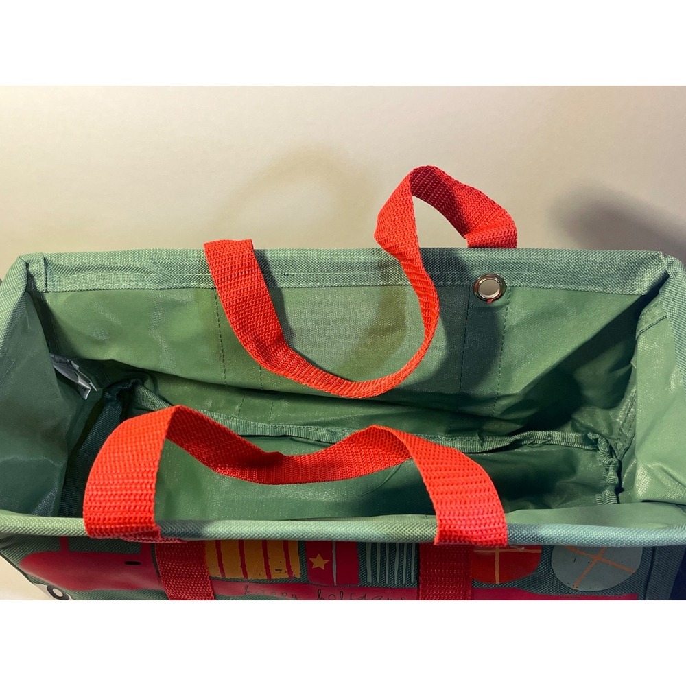 Thirty-One Holiday Storage Basket Green Red Recycled Polyester With Handles - Picture 2 of 7
